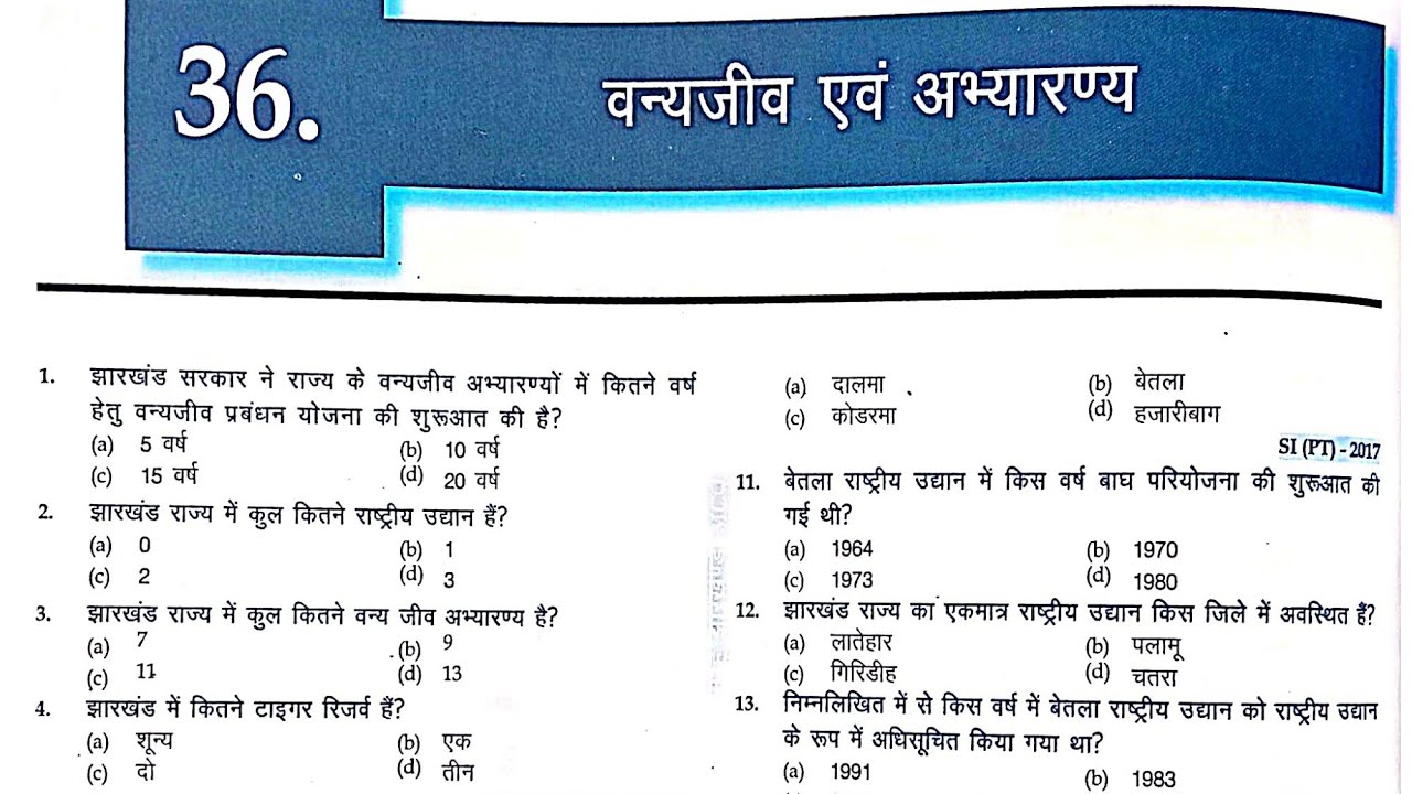 वन्यजीव एवं अभयारण्य Part -2 | Wildlife & Sanctuary | मैं हूं झारखंड Book से MCQs | झारखंड का भूगोल