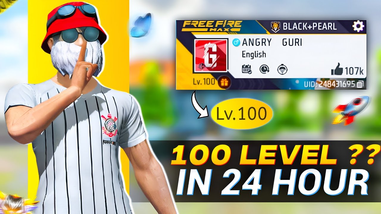 Pushing 100 Level in 24 Hour  - CROSSBONES GAMING | 0 to 100 level challenge in free fire |