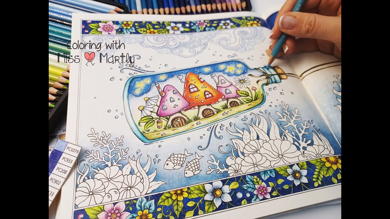 Color along | WORLDS OF WONDER by Johanna Basford with PRISMACOLOR | Part 2 Fish with bottle