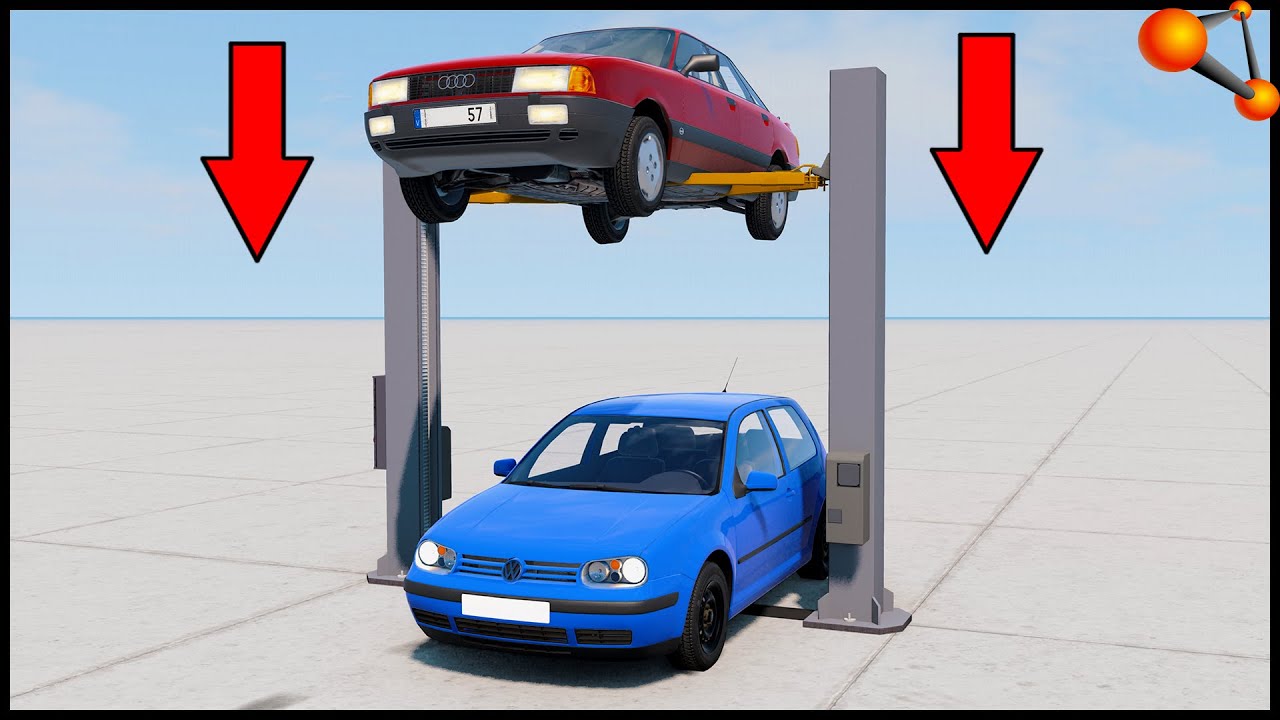BROKEN CAR LIFT! ROOF CRASH TEST! - BeamNg Drive