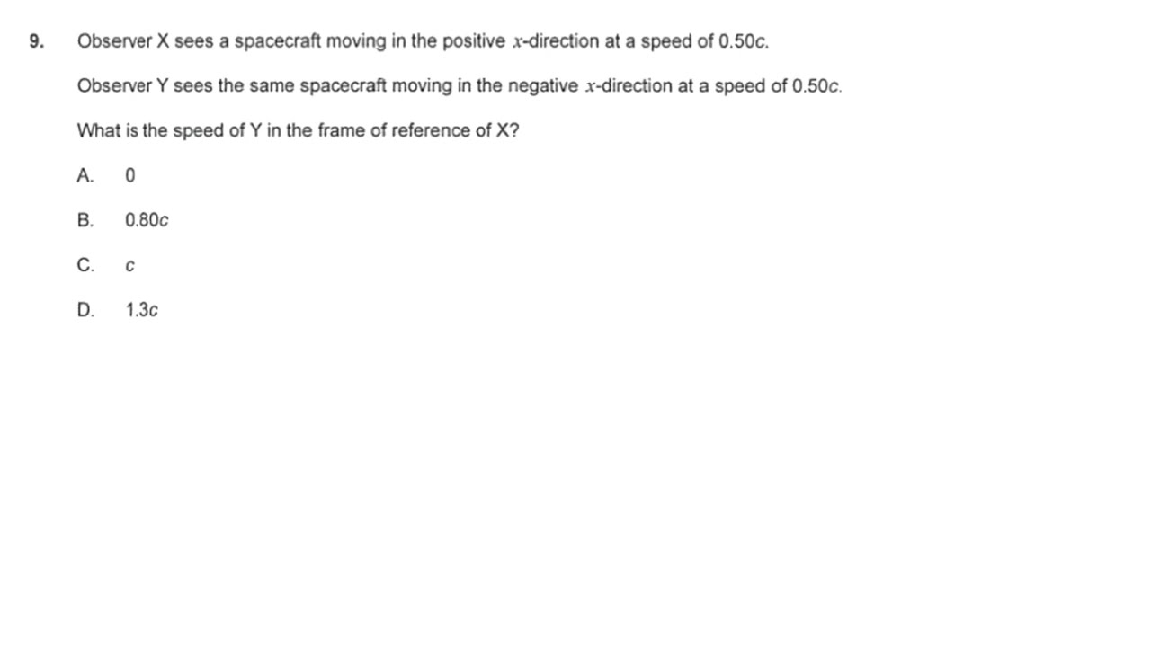 IB Physics M25 TZ2/TZA HL Paper 1a Question 9