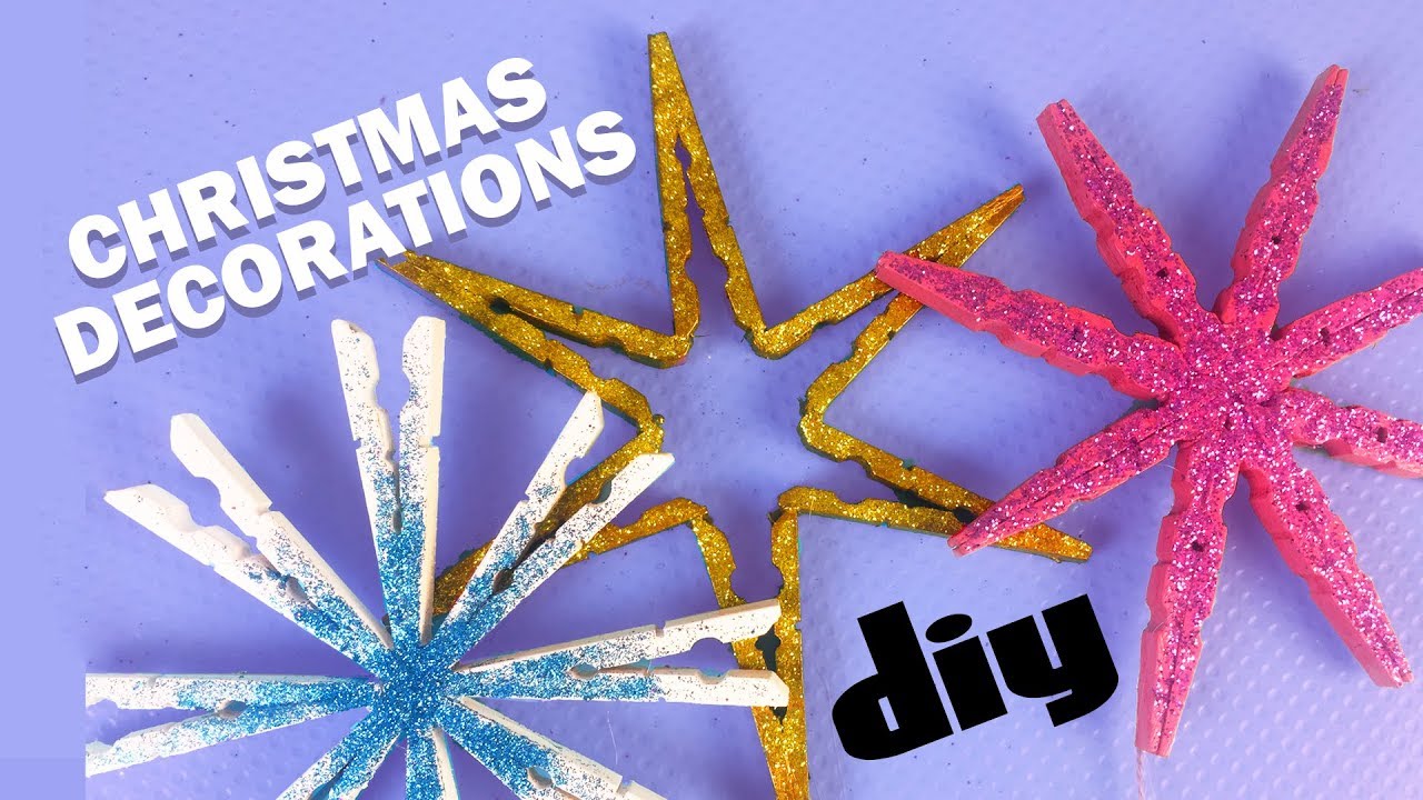 Сlothespins snowflakes CHRISTMAS DECORATION DIY Wood snowflake ornament DIY using clothespins 2017