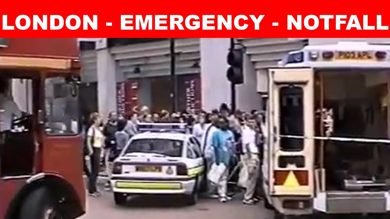 Chaos in LONDON 1999 Emergency - Notfall -Police, Ambulance, rescue helicopter, Routemaster buses