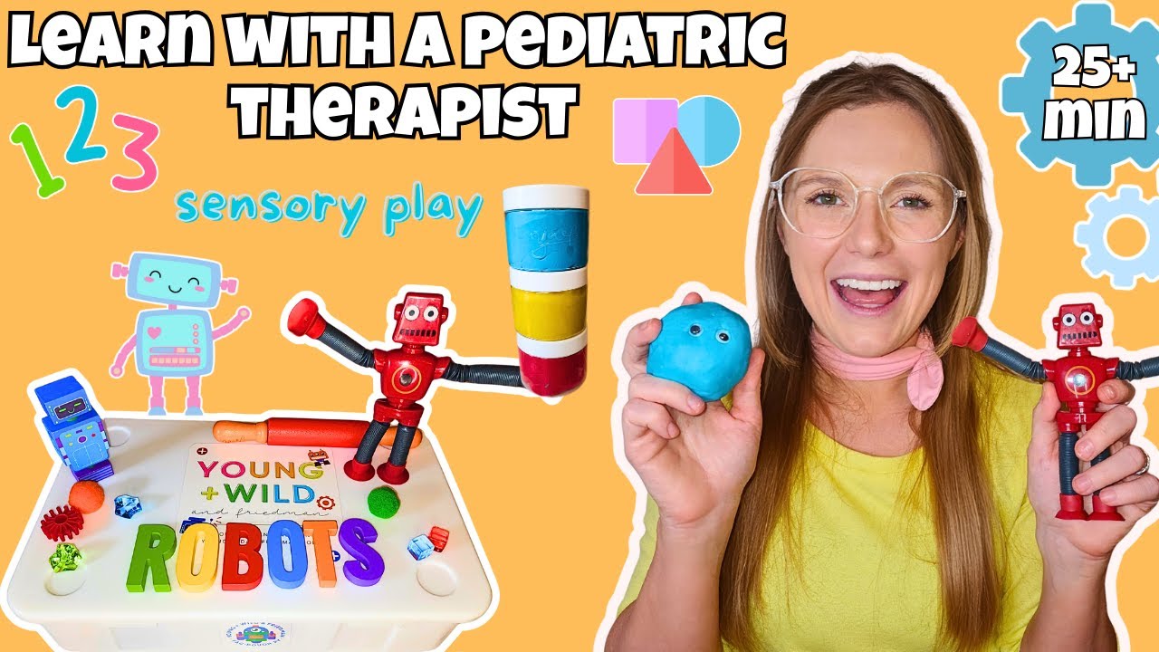 Learn Colors, Counting, Shapes & ABCs with Ms Kate - Toddler Learning Video - Robots & Playdough!
