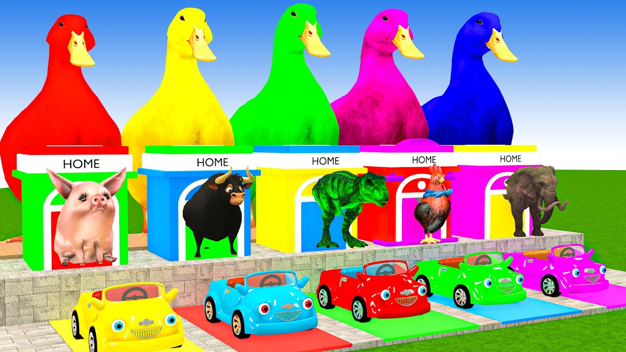 Long Slide Game With Cow Elephant Gorilla Hippopotamus Tiger 3d Animal Game Funny 3d Animals