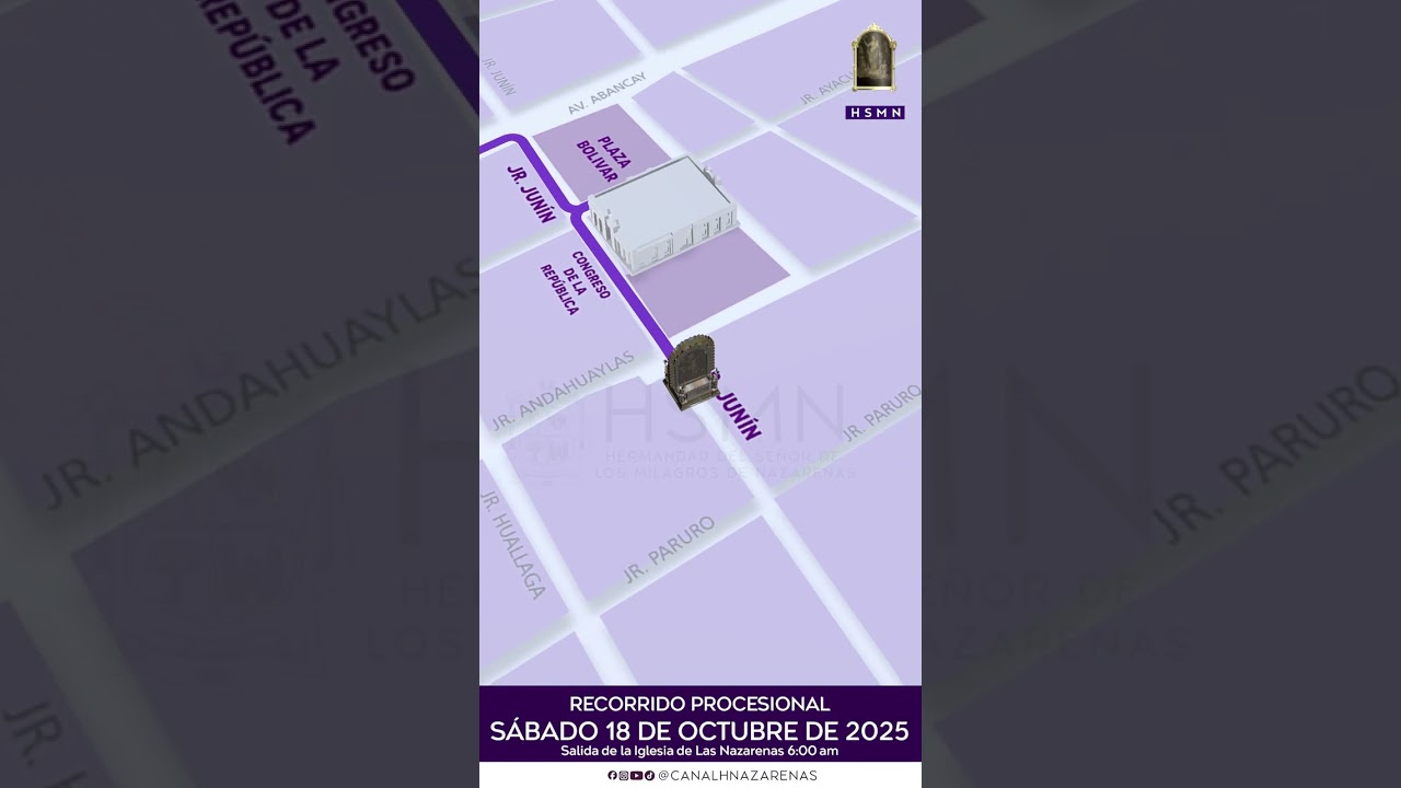 RECORRIDO PROCESIONAL 2025 &ndash; S&Aacute;BADO 18 DE OCTUBRE DE 2025