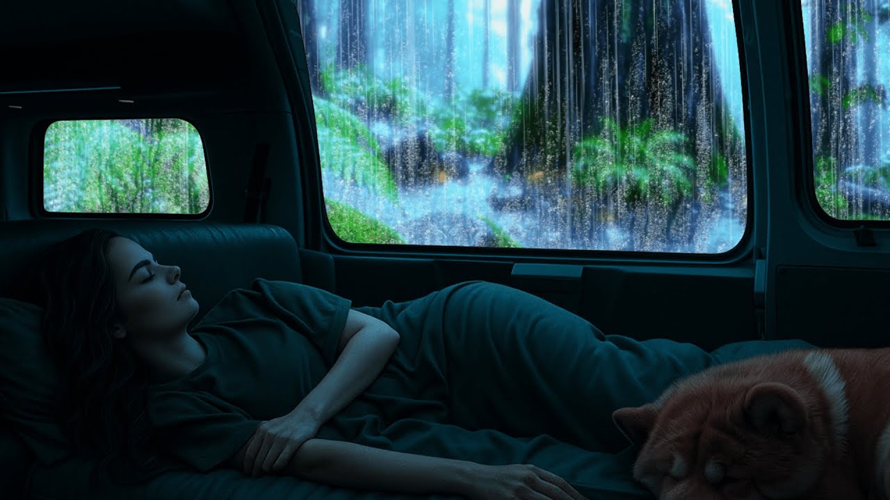 Fall Asleep in Minutes Relaxing Heavy Rain & Thunder Sounds 🌧️ Cozy Car at Night 🚗 — Sleep Aid