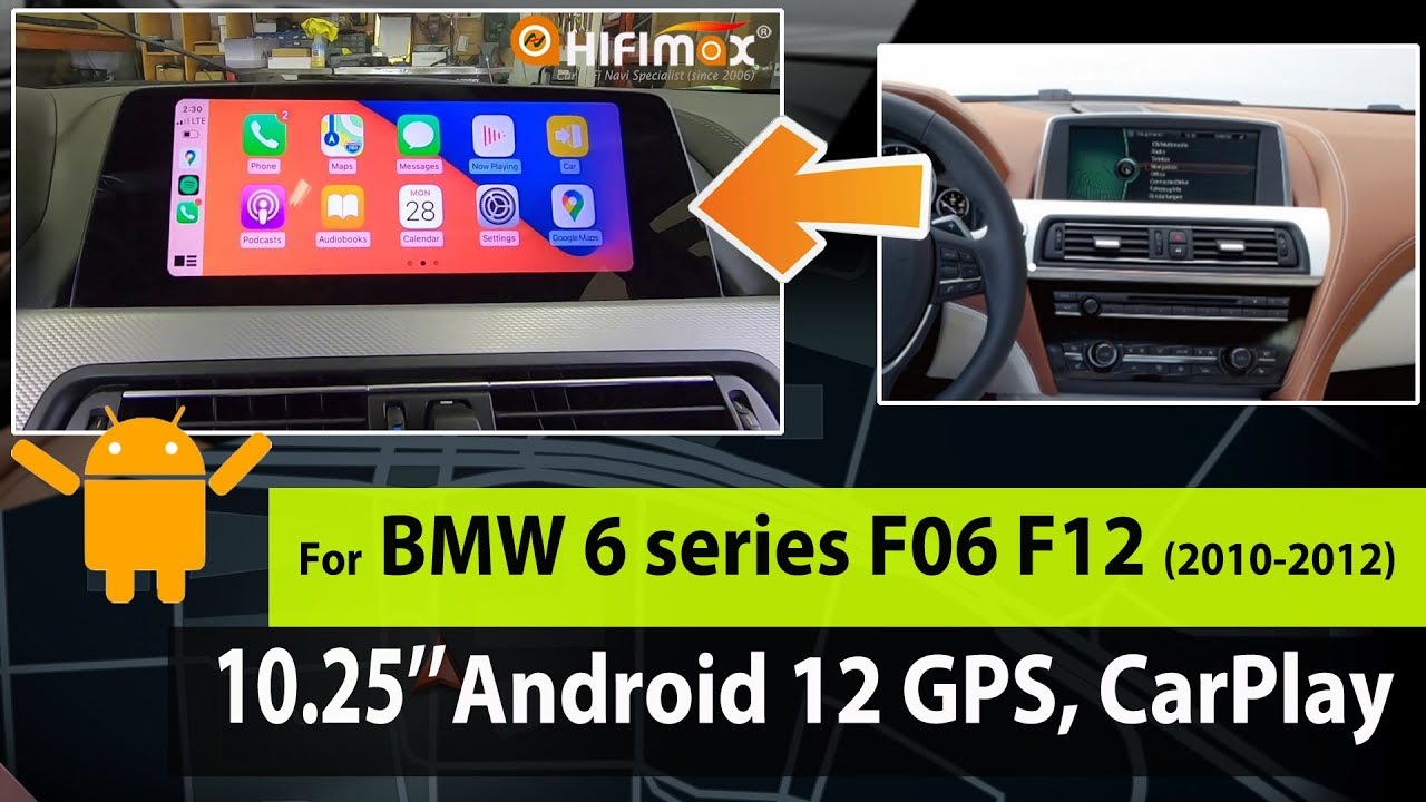 10.25 inch BMW 6 Series F06 F12 M6 Android 12 GPS navigation screen Apple Carplay Android Auto!
