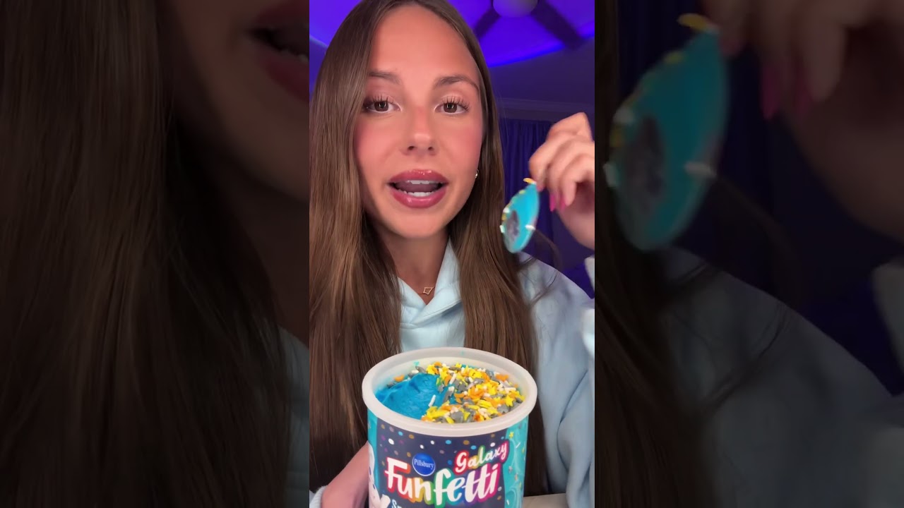 Blue Funfetti icing mukbang💙🧁#icing #funfetti #frosting #dessertsmukbang #asmr #foryou #fyp #foru