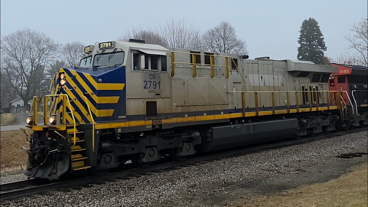 CN westbound B731 2791+3183+3084+8313+3134+mid DPU 3368 Bancroft Michigan March 6 2026 