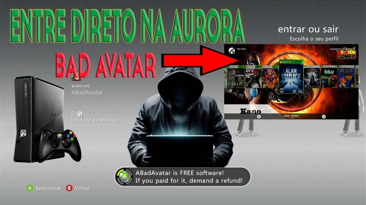 Como entrar direto na AURORA pelo BadAvatarXBOX360