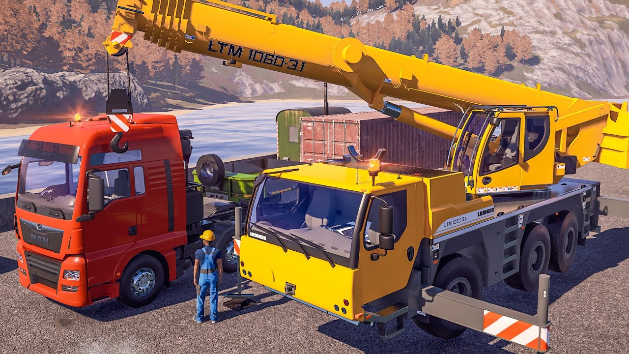 Bau Simulator #4: SCHWERTRANSPORT: Container-Verladung mit dem Mobilkran! | CONSTRUCTION SIMULATOR