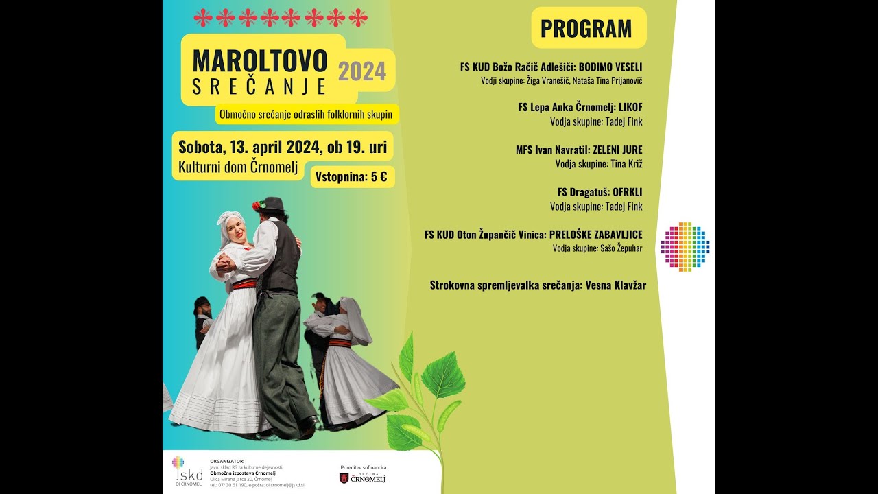 MAROLTOVO SREČANJE 2024 - Območno srečanje odraslih folklornih skupin Bele krajine 2024