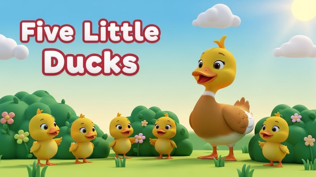 Five Little Ducks 🦆🦆🎵 | Classic Counting Nursery Rhyme for Kids & Toddlers 🌈✨