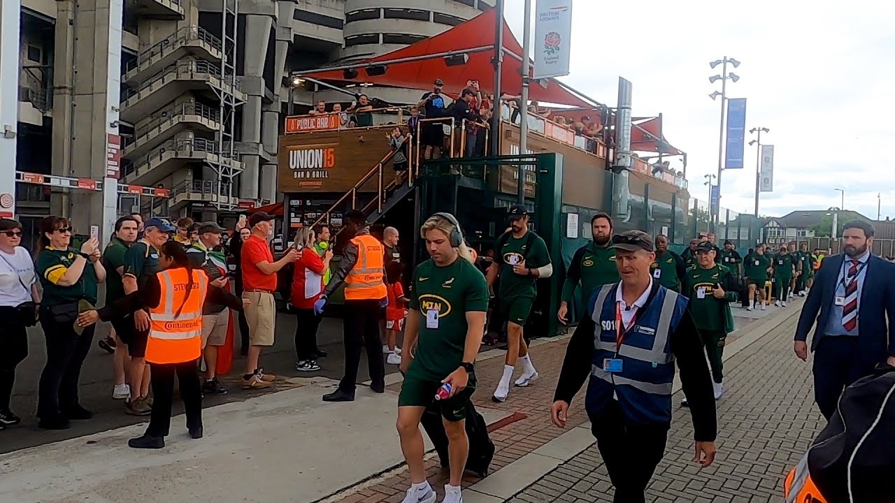 Springboks arrive at Twickenham 22 June 2024