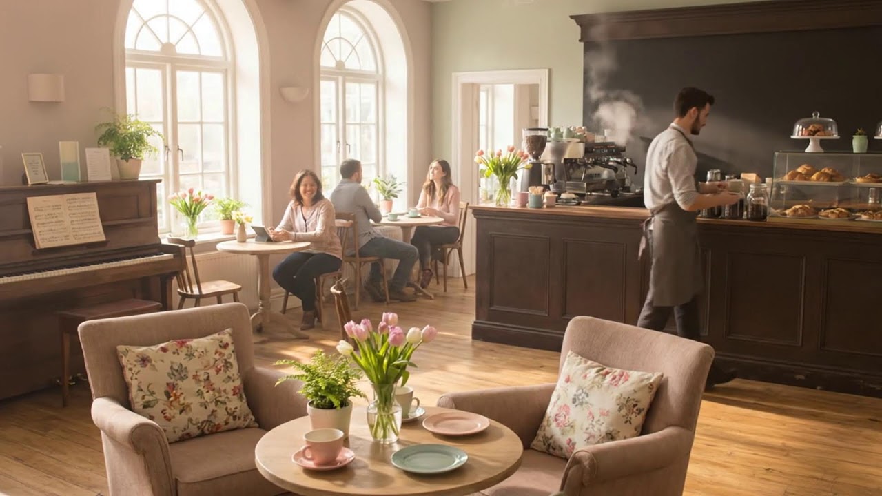 穏やかな春のカフェムード 🌼🎹 居心地の良い午後