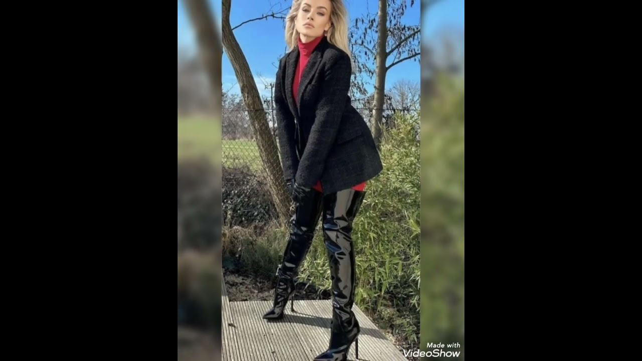 Потрясающая коллекция кожаных и латексных высоких сапог на каблуке выше колена для женщин и девушек.