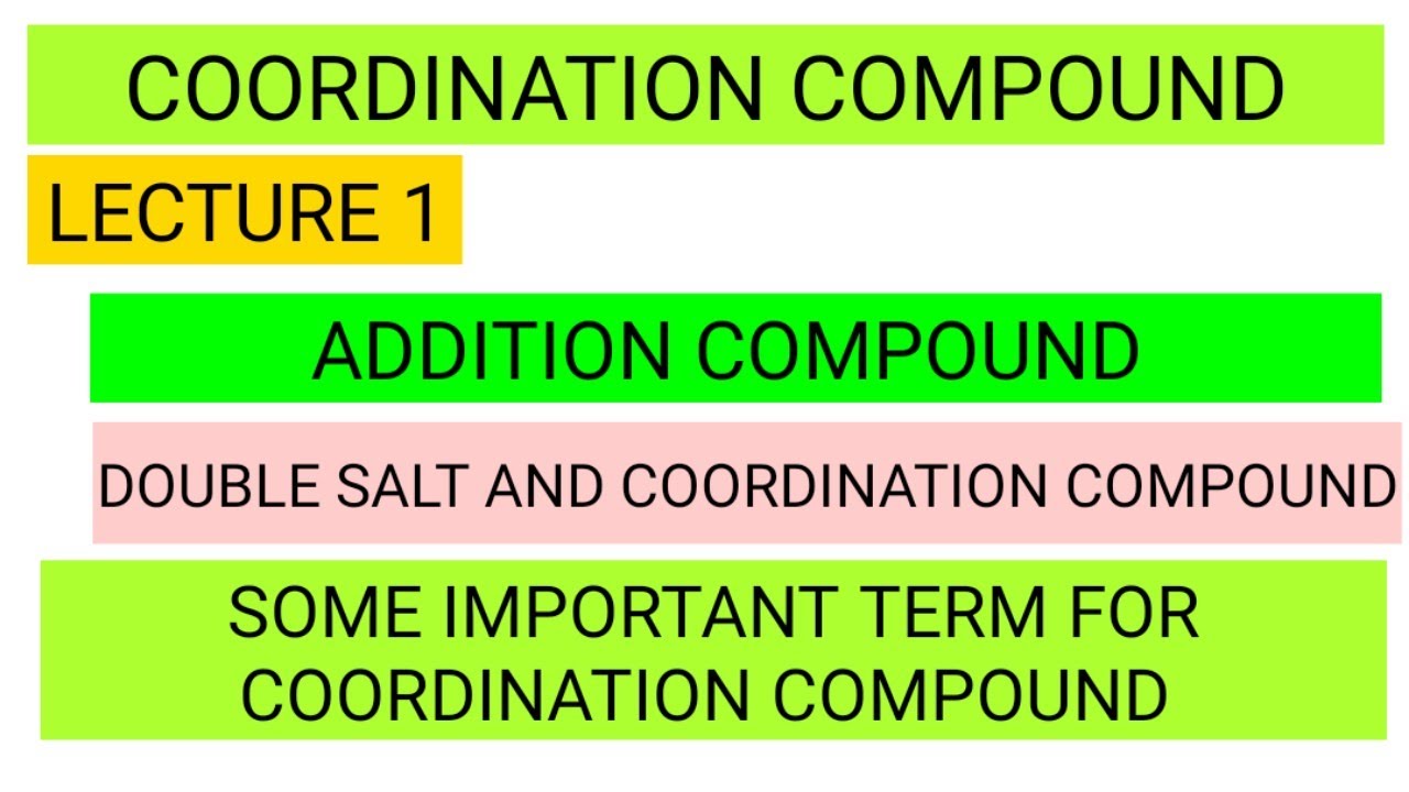 Coordination compound : Addition or molecular compound , it's type And important term