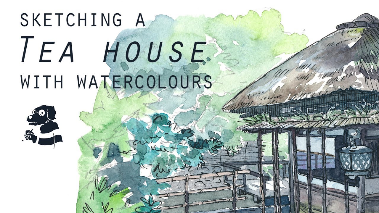 Sketching a Tea House with watercolours