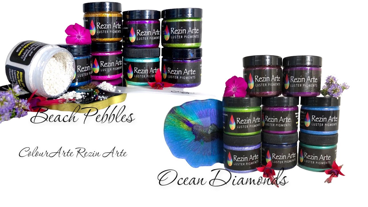 NEW! REZIN ARTE BEACH PEBBLES & OCEAN DIAMONDS Epoxy Resin Pigments, lots of shimmer by ColourArte
