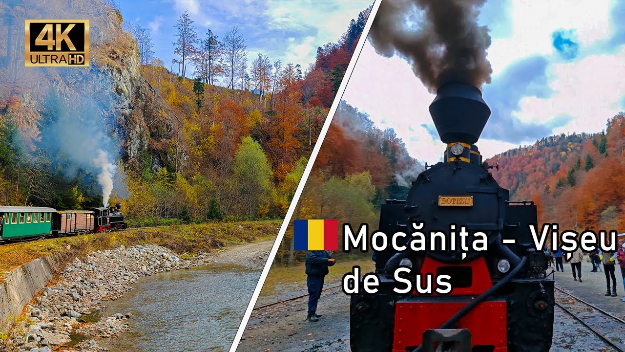 PEISAJE SUPERBE de Toamna in Maramures! Mocanita de pe Valea Vaserului - Viseu de Sus (4K UHD)