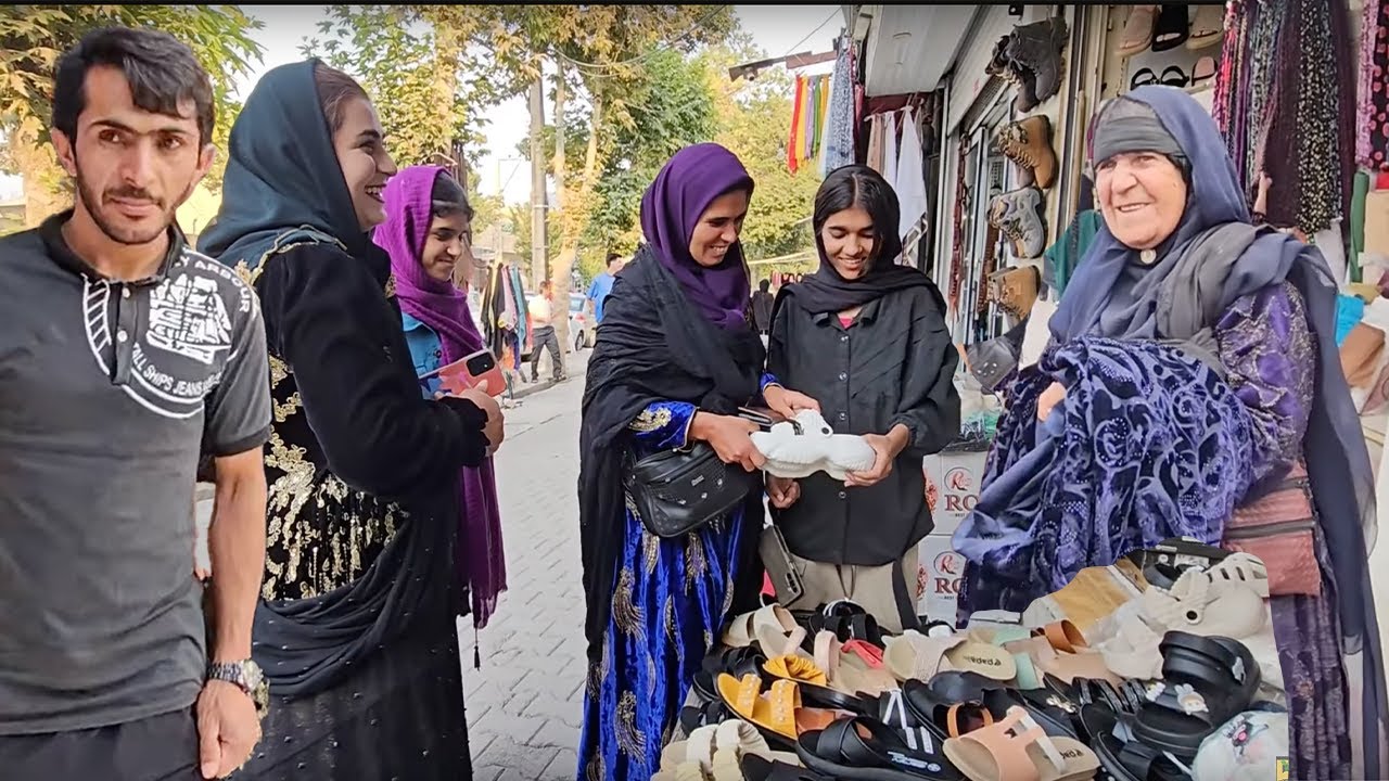 Shopping in the city: Fariba and her grandmother see relatives on the street
