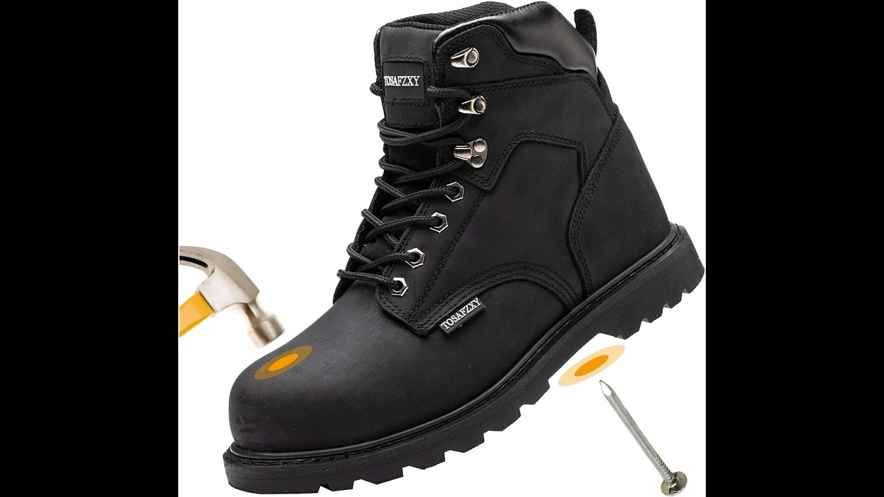 () Men's Crazy-Horse Leather Steel Toe Safety Boots Review - Pros & Cons - Work Safety Boots for Me