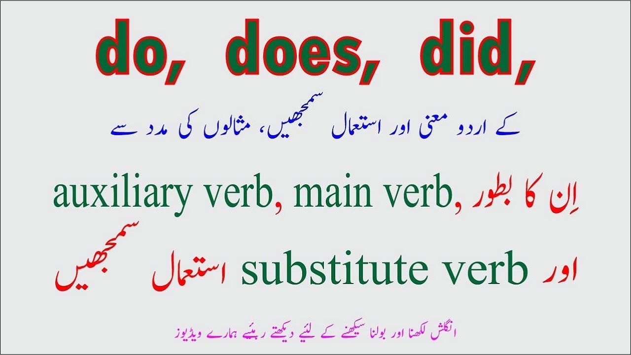 Use of do does did explained in Urdu | do does did meaning in Urdu | Difference between do does did