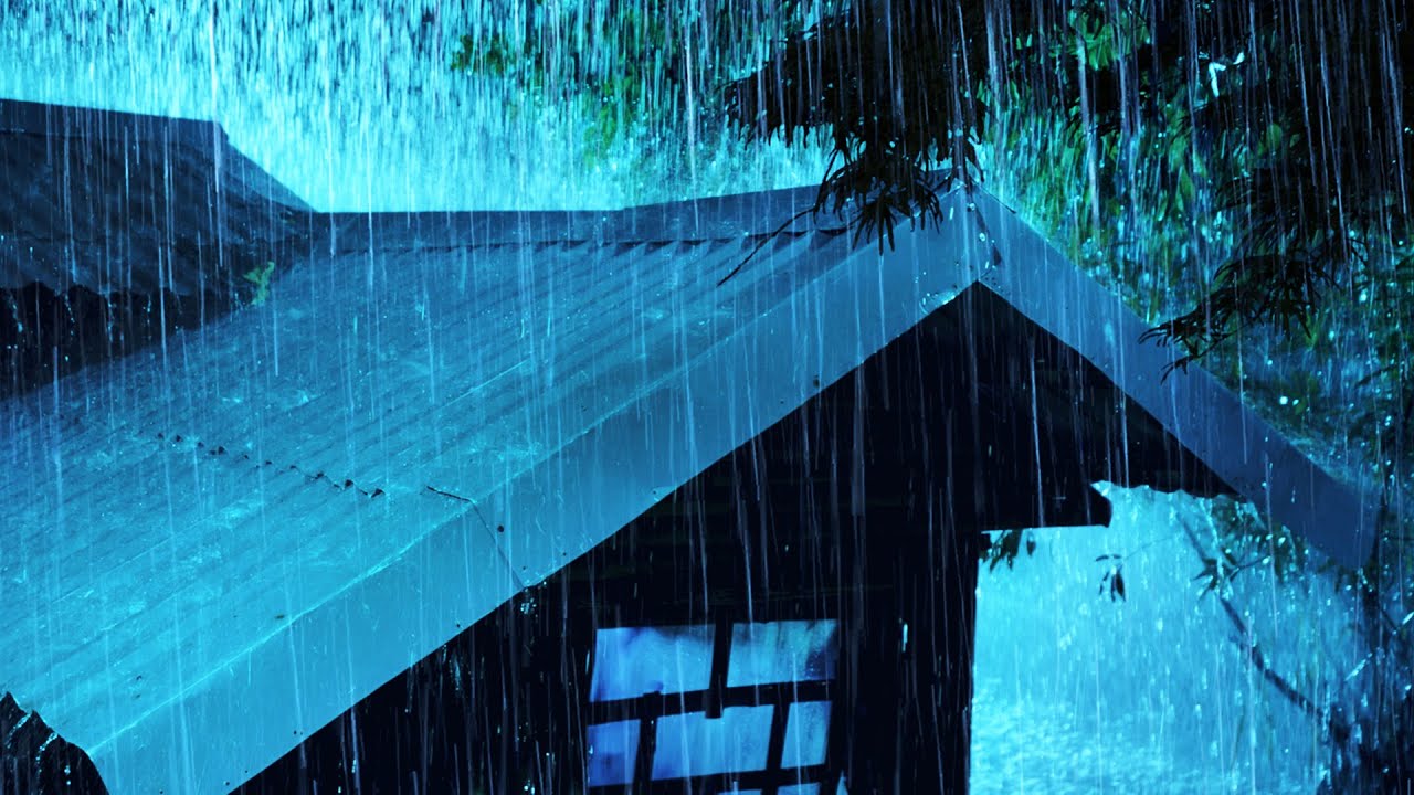 (NO ADS) Fall Asleep Instantly in 3 Minutes with Heavy Rain and Thunder on a Tin Roof at Night