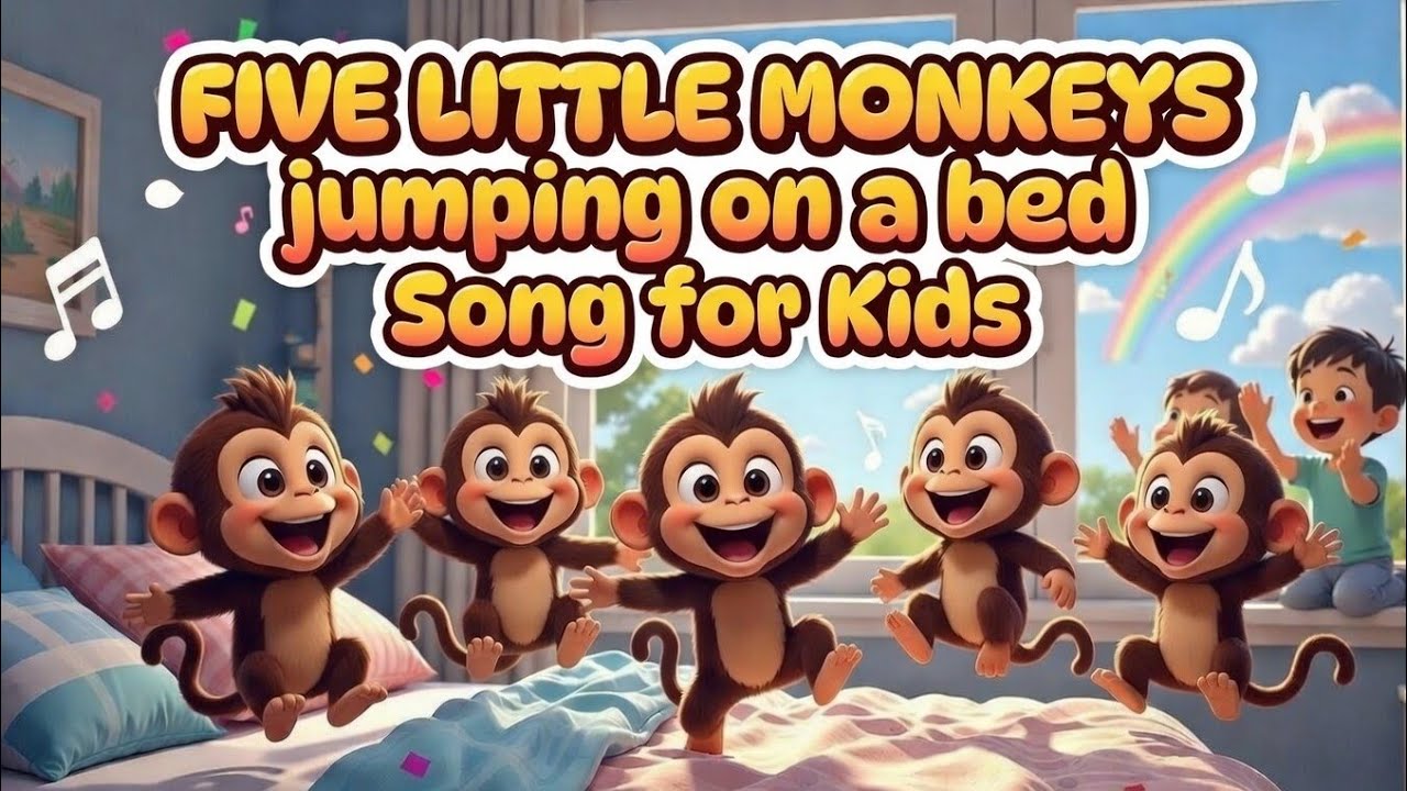 Five Little Monkeys Jumping on the Bed | Nursery Rhyme for Kids @rhymesofwonder