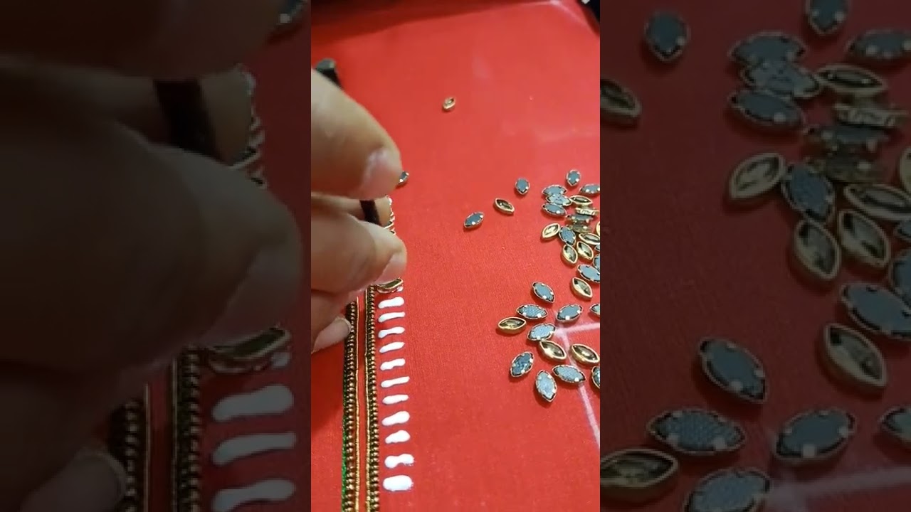 kundan Stone Sticking Tips For Begginners #shorts #aariwork #blousedesign #youtubeshorts