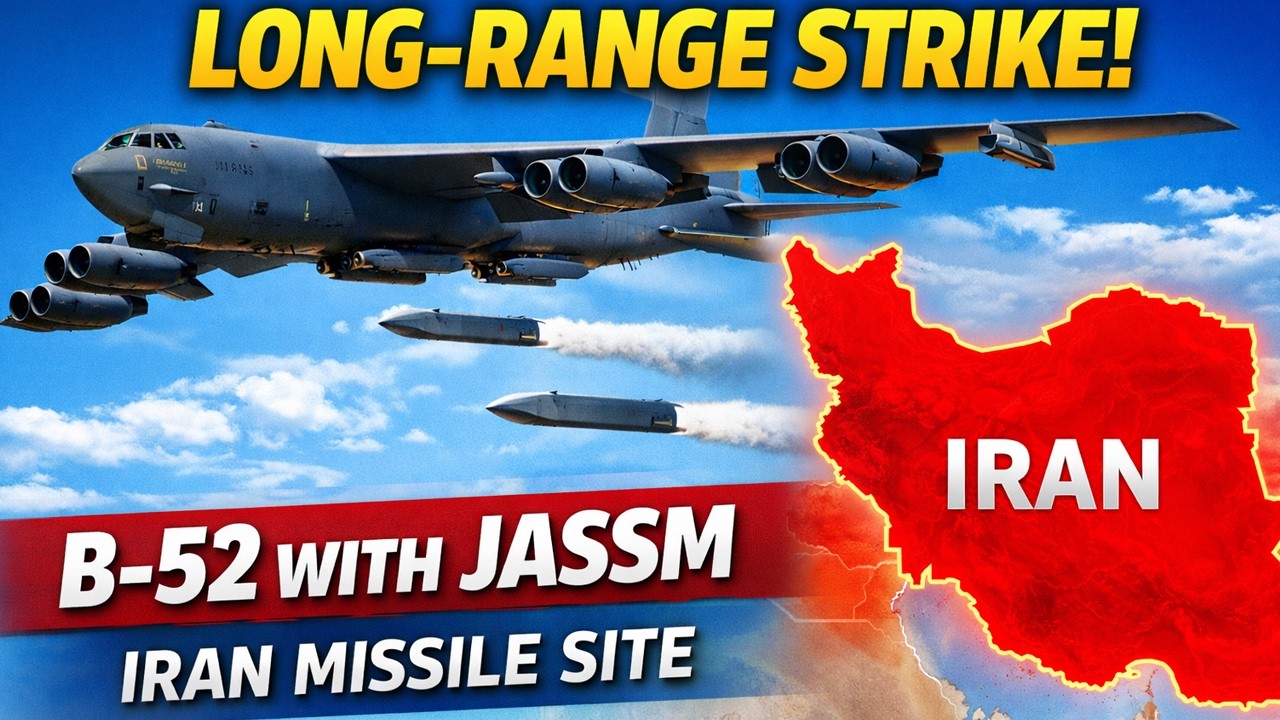 Long Range Strike! US B 52 Carries JASSM Missiles to Iranian Missile Site
