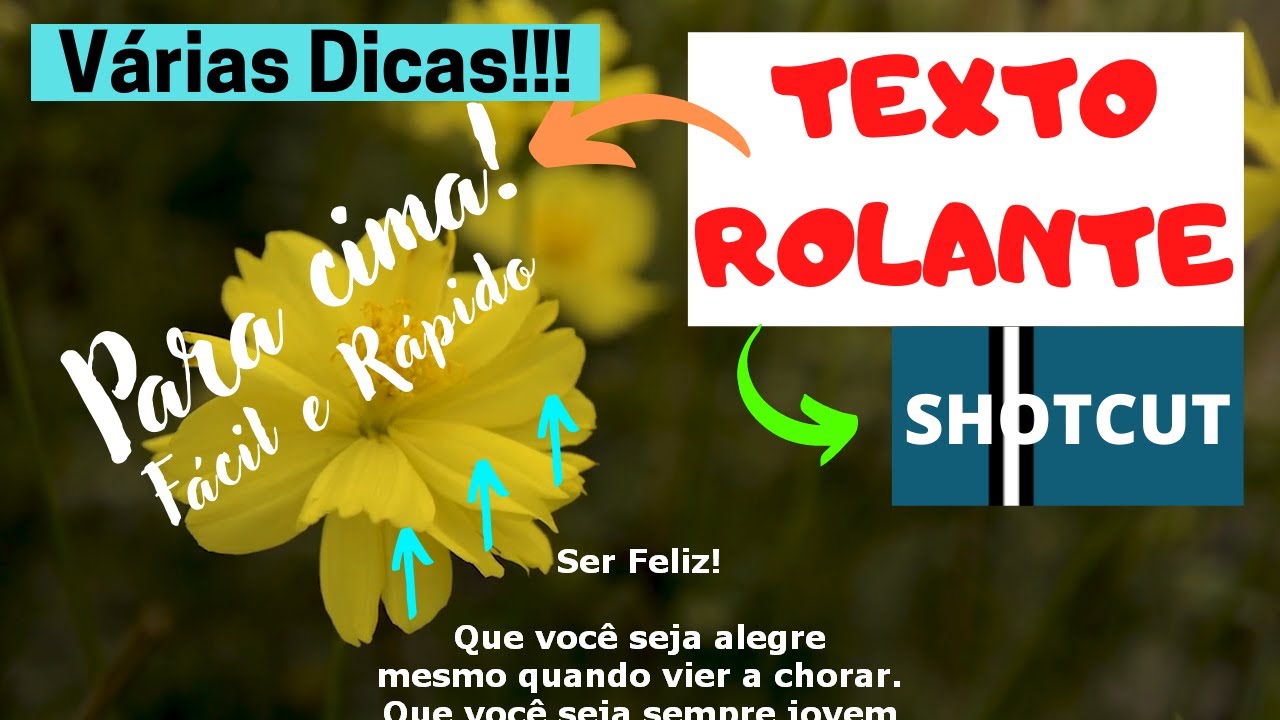 TEXTO ROLANTE NOS VÍDEOS - (CORRE PARA CIMA) - COM SHOTCUT