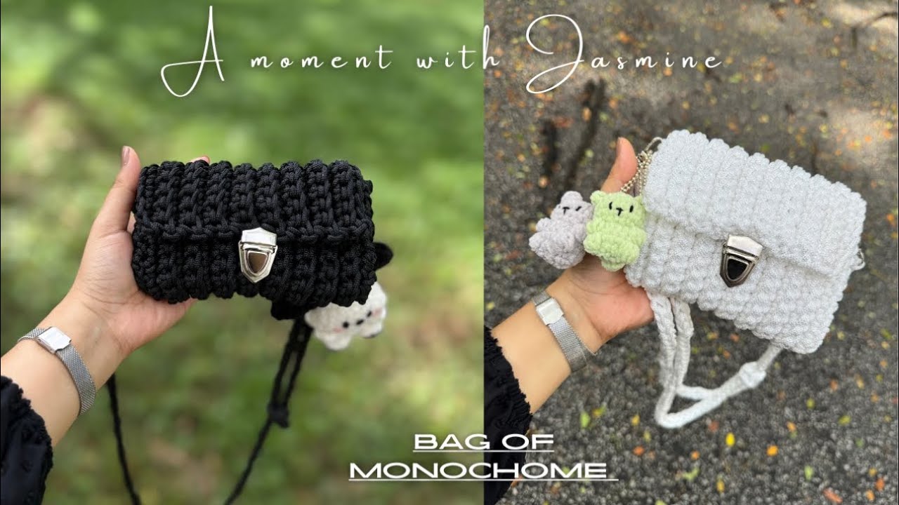 Beginner-Level Crochet Bag | Simple Monochrome Style 🖤🤍 #handmade #crochet #madewithlove 