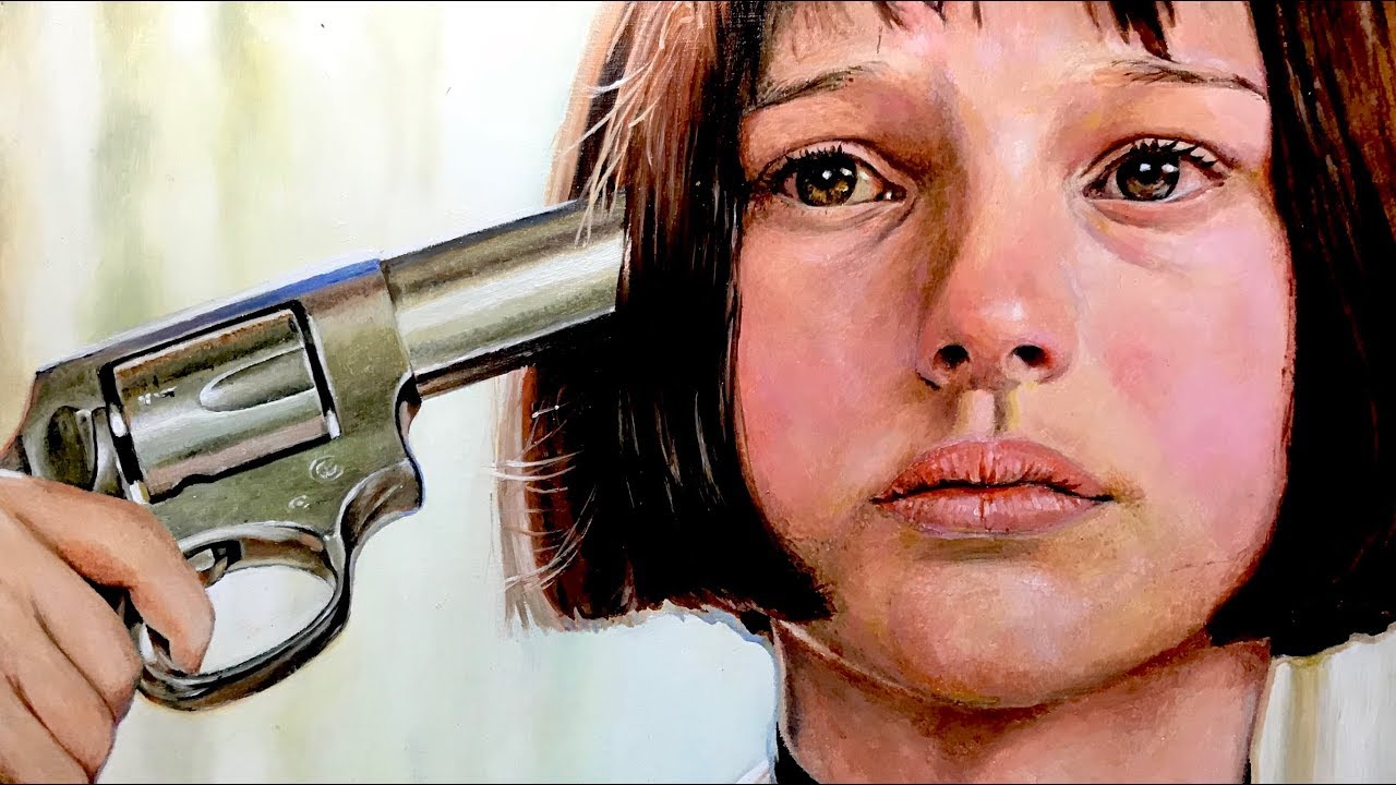 【油絵】映画レオン マチルダのロシアンルーレット  oil paint  Matilda's Russian roulette. LEON