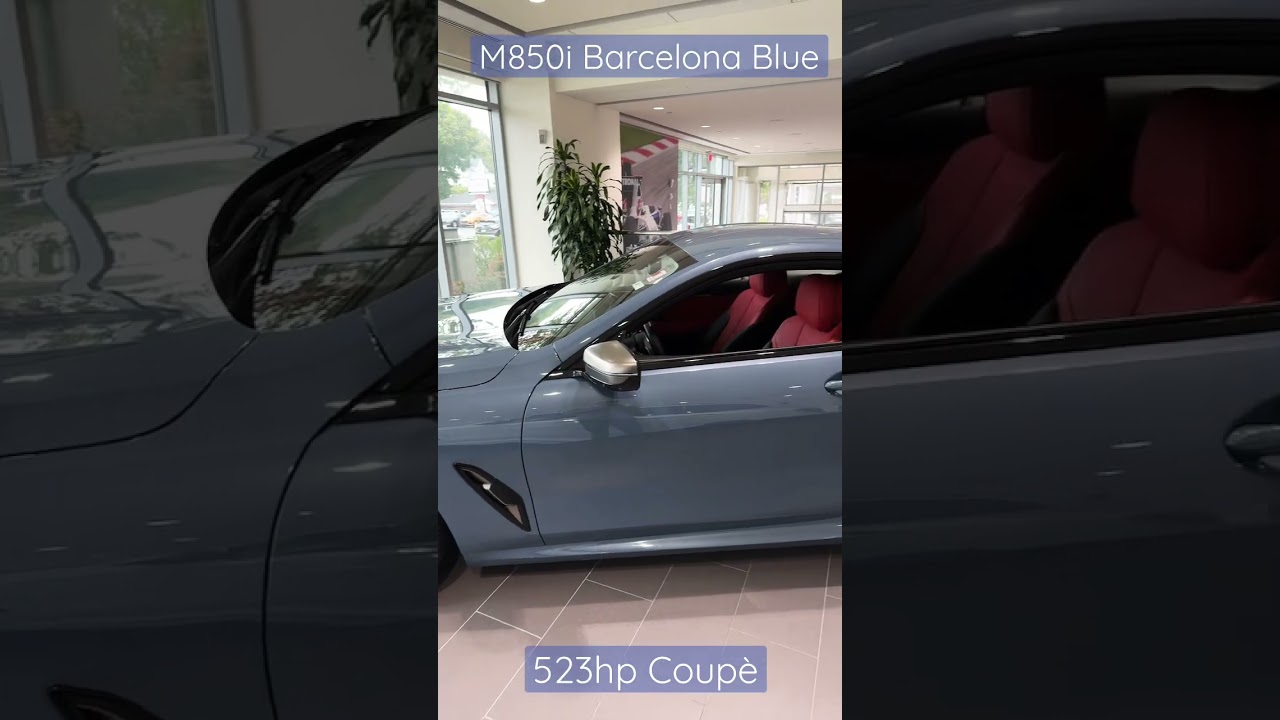 BMW M850i Coupe in Barcelona Blue with Fiona Red interior