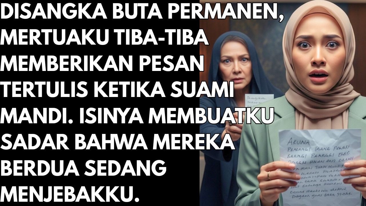 DISANGKA BUTA PERMANENT MERTUAKU TIBA TIBA MEMBERIKANKU PESAN TERTULIS KETIKA SUAMIKU SEDANG MANDI