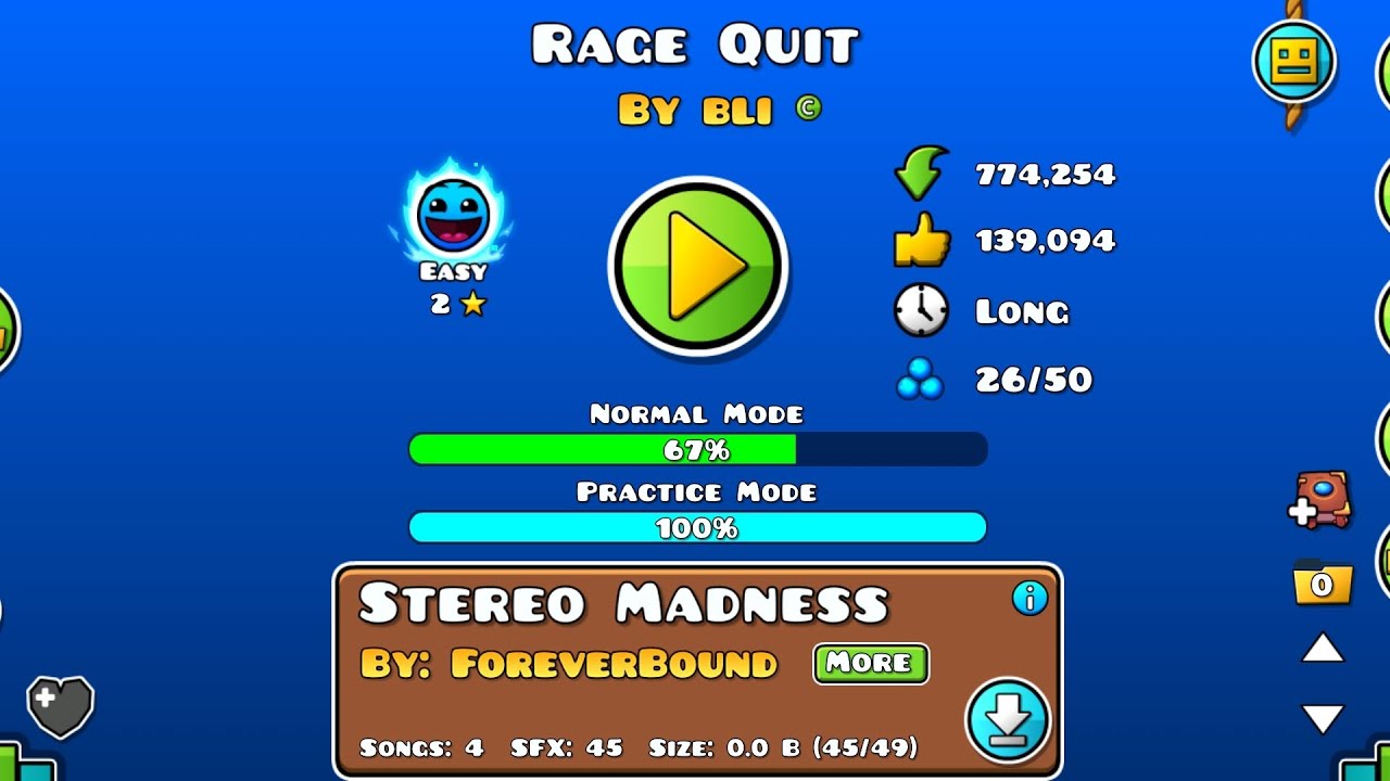 Ragequit by bli best geometry dash level?