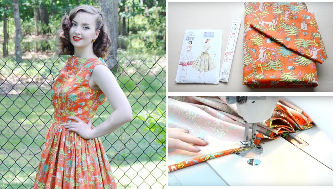 1950's Monkey Dress ☆ Project Vlog and Pattern Review // Vouge V8789