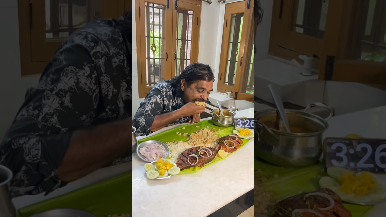 Grilled Fish with Nattu Kozhi Varuval and White Rice Eating Challenge🤩🔥 #foodie