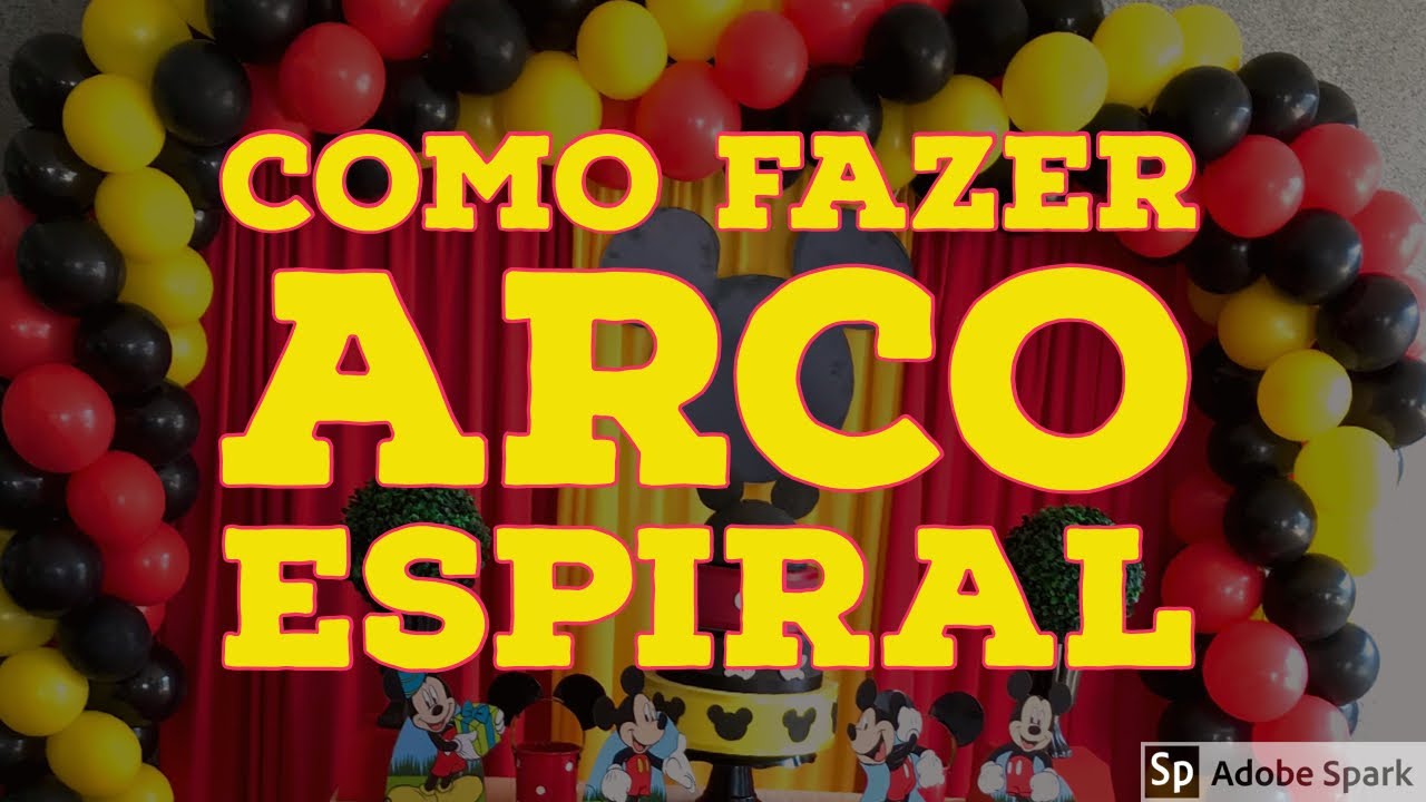 COMO FAZER: Arco de bexiga espiral de 3 cores tema Mickey Mouse