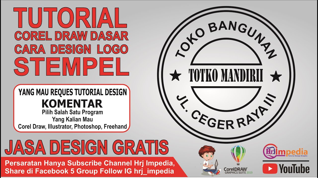 Tutorial Corel Draw 2019 Dasar Cara Membuat Design Logo Stempel Toko -Tutor Corel Draw Bs Indonnesia