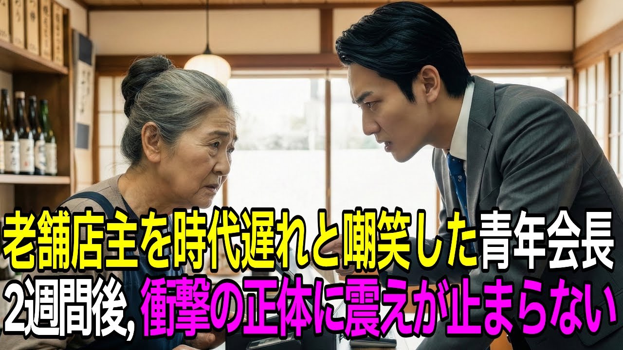 「現金のみ」と老舗店主を馬鹿にした青年会長→30分後、店主の“驚愕の正体”を知り崩れ落ちることに…【感動する話】 【朗読】