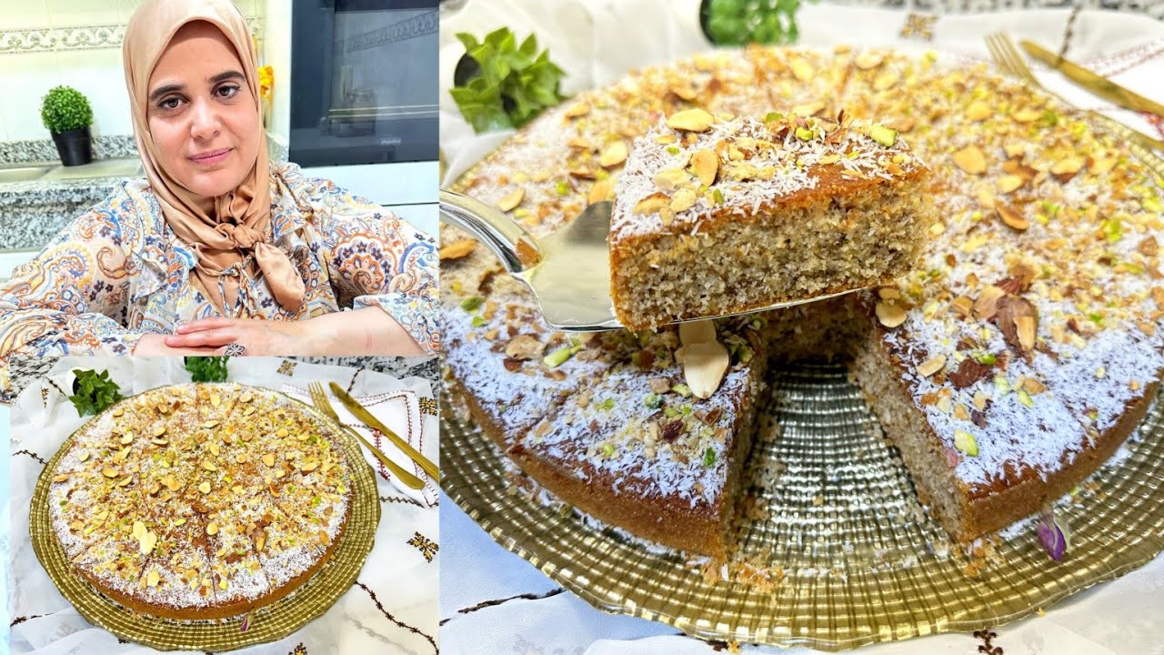 البسبوسة الملكية👑 وجديها للعيد شي حاجة ديال تحميرة الوجه / بسبوسة بالفواكه الجافة والكراميل