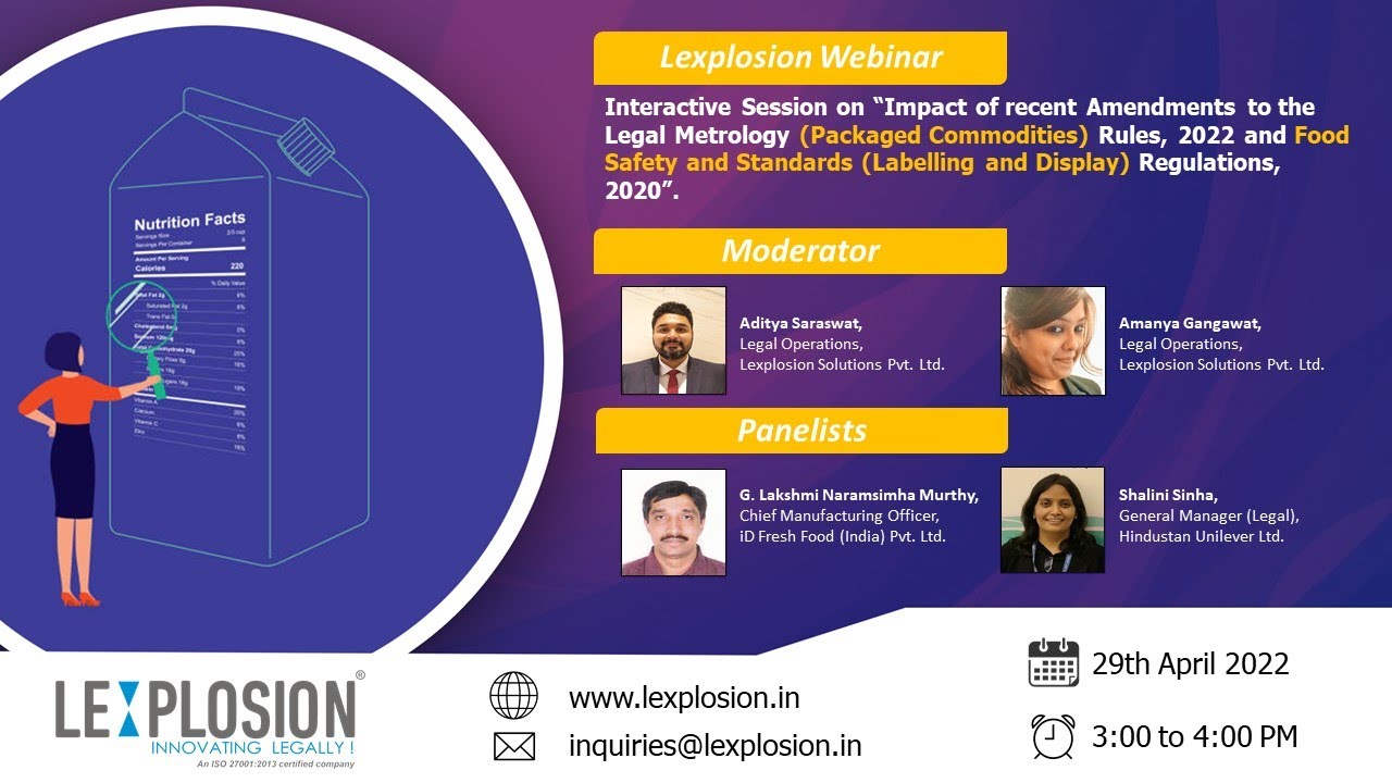 Lexplosion Webinar | Impact of recent Amendments to various FSS Rules (Legal Metrology & FSS)