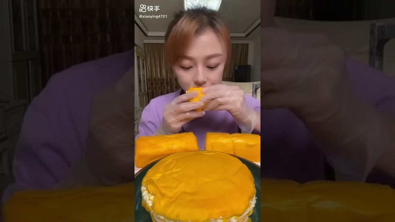 ASMR EATING YELLOW CUSTARD DESSERTS (Mochi,crepe cake, crepe roll mukbang)🤤💛