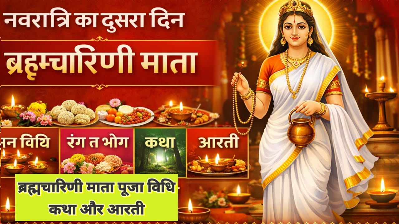 brahmacharini mata puja vidhi katha aarti | नवरात्रि के दूसरे दिन मां ब्रह्मचारिणी की पूजा विधि कथा 