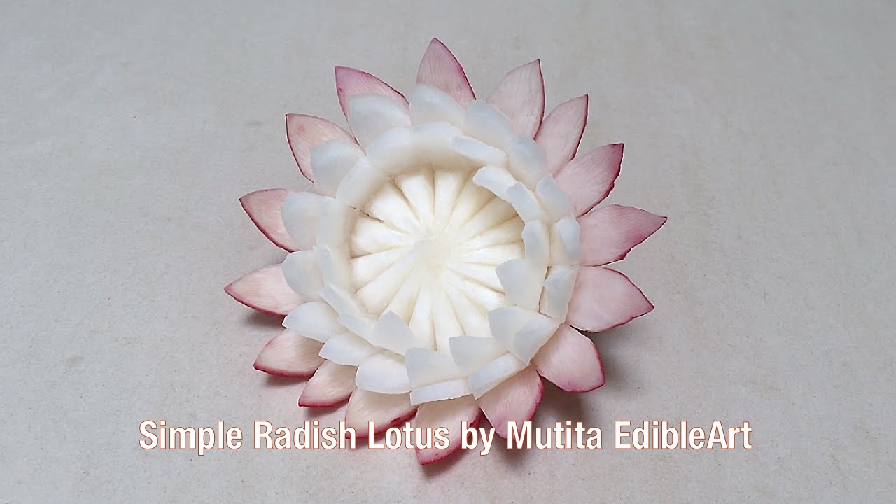 Radish Simple Lotus Flower - Beginners Lesson 20 By Mutita Fruit Veg Carving Tutorial