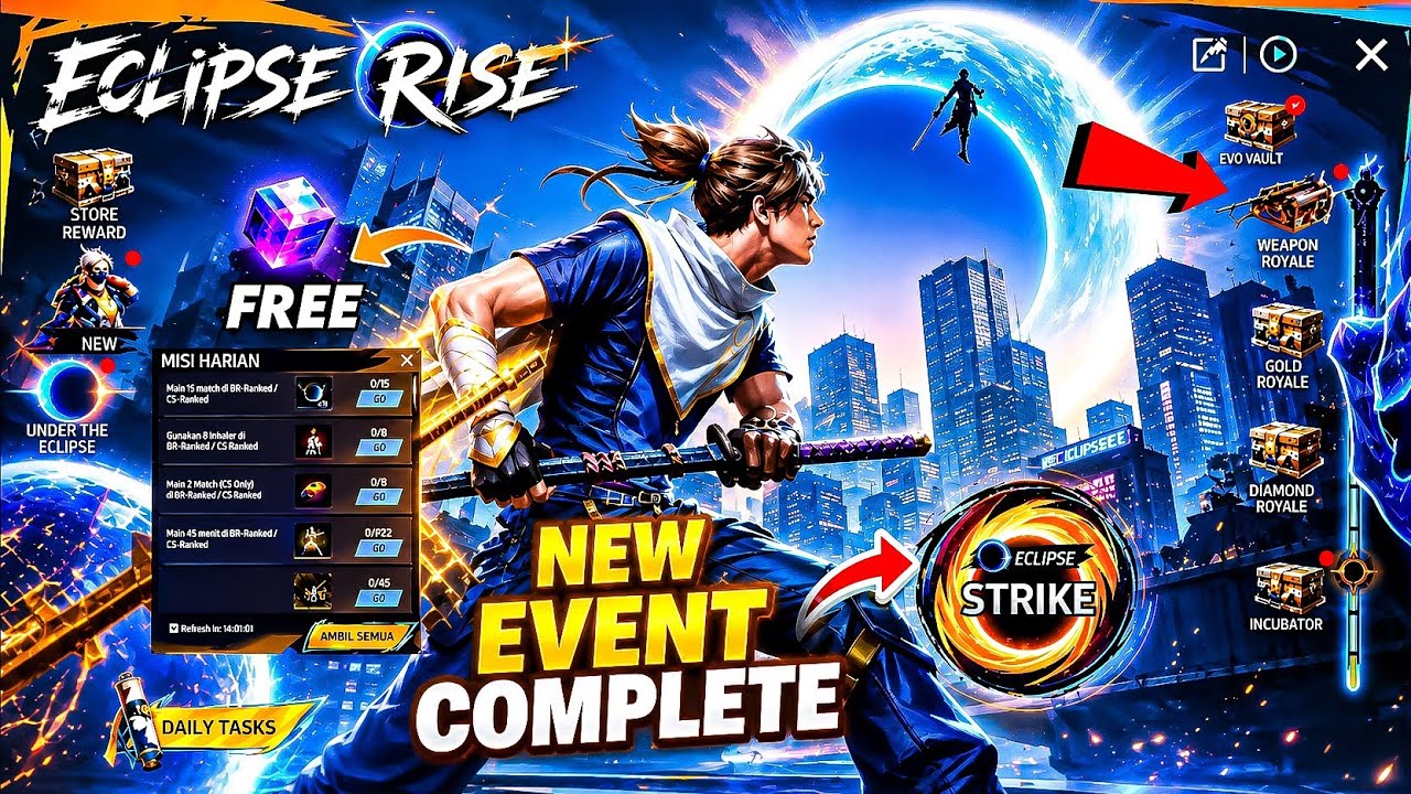 How to Complete✅ Free Fire Eclipse Rise Event😱🔥 | Free Fire New Event Complete | Free Fire New Event