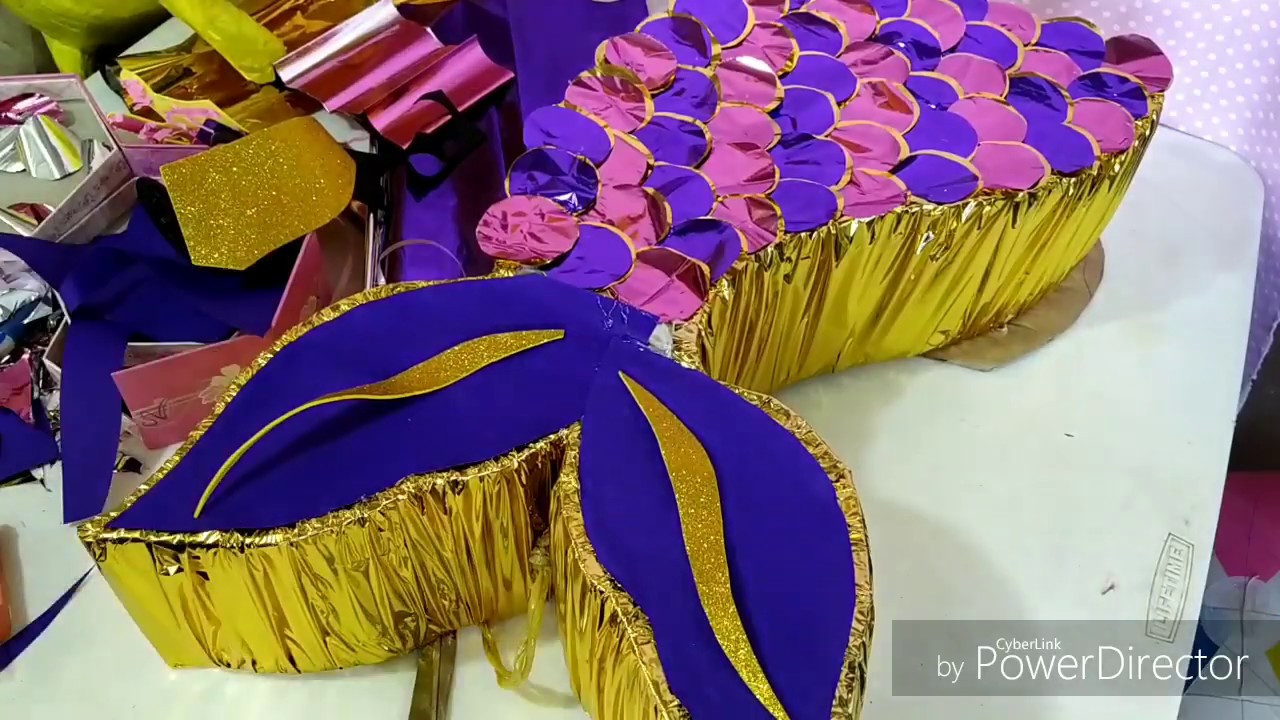 piñata cola de sirena  / Decorando una cola de sirena / piñata de carton